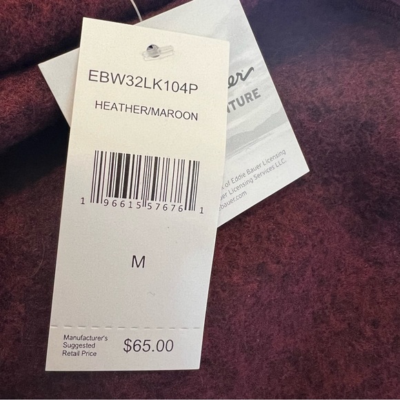 Eddie Bauer NWT Heather Maroon Full Zip Fleece Jacket Women’s Size Medium - Picture 4 of 7